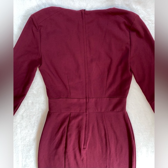 ❤️H&M Burgundy Red Long Sleeve Midi Dress - Picture 6 of 8